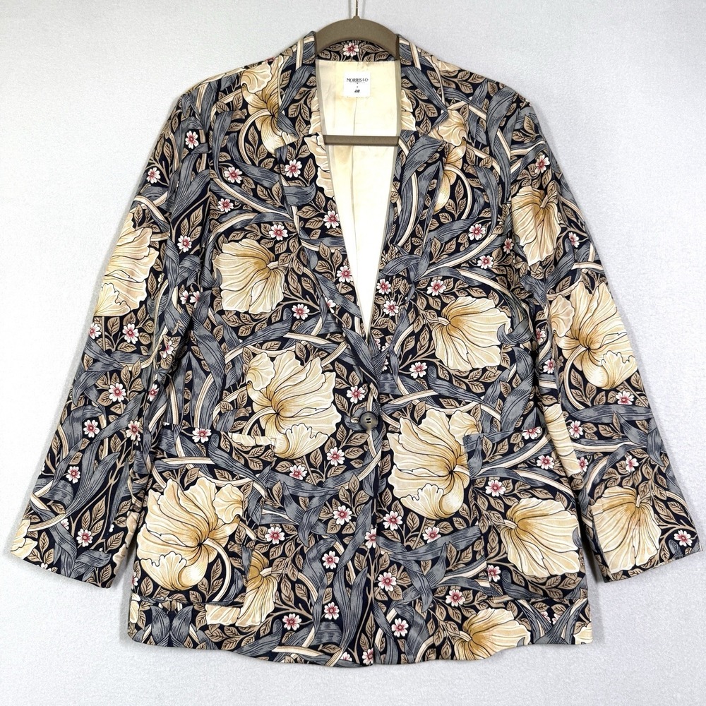 H&M x Morris Co Blazer Womens Small Pimpernel Print Art Nouveau Floral Jacket